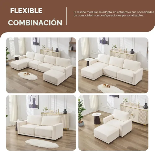 Miniatura 6 de Sofá modular en forma de U de 143.8 pulgadas, sofá de nube seccional de gran tamaño, sofás de asiento profundo de 6 plazas con 2 otomanas móviles