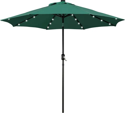 Miniatura 14 de Yaheetech - Paraguas de 9 pies con energía solar para patio - Paraguas de mesa de mercado con protección UV, 32 luces LED y botón de inclinación