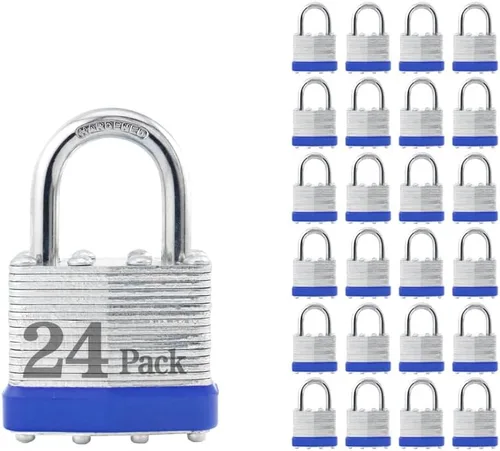 Miniatura 15 de ZonRo Candados con llave de acero laminado, cerraduras iguales con llave, 1-9/16 pulgadas de ancho, candados de grillete normal, paquete de 6, aro