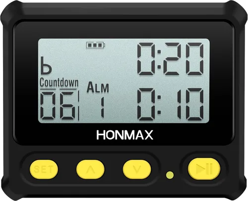 Miniatura 3 de Temporizador de intervalo 8200 y cronómetro, retroiluminación, carga USB-C, reloj Negro y amarillo