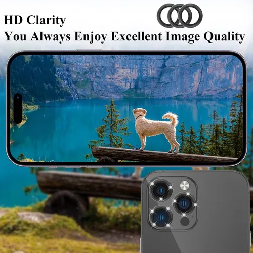 Miniatura 4 de Protector de lente de cámara compatible con iPhone 14 Pro/Max, funda de vidrio templado para anillo de cámara, resistente a roturas, resistente a