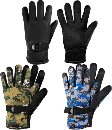 SATINIOR 3 pares de guantes de esquí para niños guantes impermeables para clima frío guantes de invierno cálidos para niños