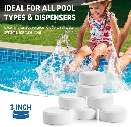 Miniatura 5 de Tabletas de cloro para piscinas y spas Desinfectante de larga duración de disolución lenta para agua limpia y clara (3 a 20 libras)