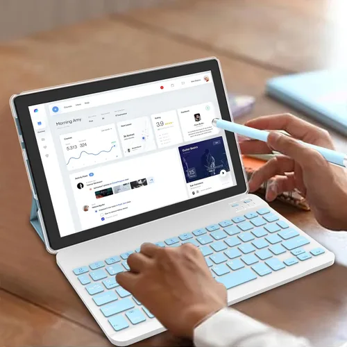 Miniatura 3 de Tablet Android 15, 10 pulgadas 12 GB RAM+64 GB ROM/1 TB (máx.), tabletas 2 en 1 con funda de teclado y mouse Stylus, procesador de cuatro núcleos