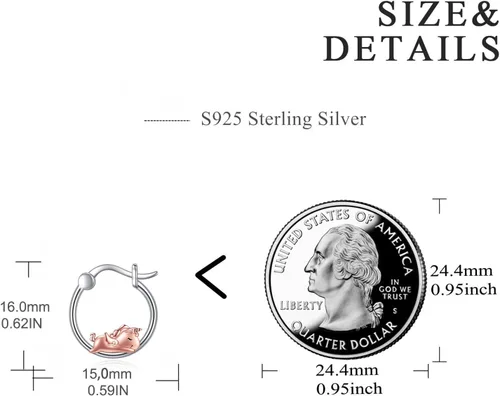 Miniatura 91 de VONALA Bonitos aretes de aro de plata de ley 925, regalos de cumpleaños para mujer