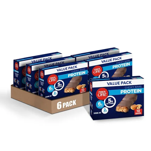 Miniatura 11 de Barras proteínicas masticables Fiber One, nuez de caramelo, aperitivos proteínicos, 1.17 oz, 5
