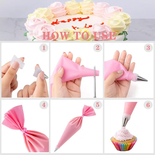 Miniatura 4 de Kit de Herramientas de Suministros para Decoración de Pasteles 356 piezas, Accesorios de Repostería Nifogo con Plato Giratorio para Pasteles, Manga