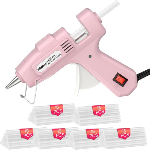 Miniatura 18 de ROMECH Mini pistola de pegamento caliente de 20 W con set de 30 barras de pegamento, kit de pistola de pegamento caliente de precalentamiento rápido