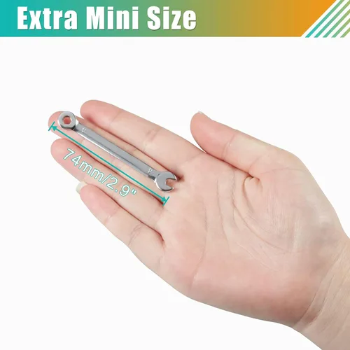 Miniatura 5 de Juego de llaves pequeñas – 10 piezas estándar métricas de 0.157-0.433 in, llaves delgadas, acabado espejo, juego de llaves combinadas, llaves
