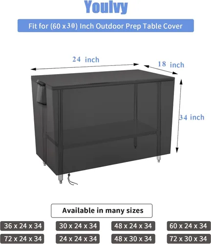 Miniatura 3 de Cubierta de mesa de preparación al aire libre de 24 pulgadas, impermeable, de acero inoxidable, cubierta de mesa de barbacoa de metal, protección