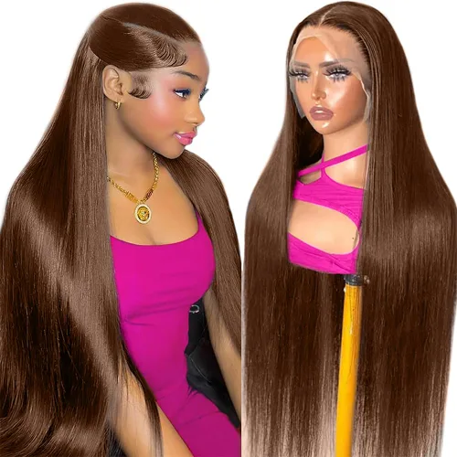 Miniatura 15 de Peluca de encaje frontal de cabello humano ondulada tipo body wave de 13x6. Peluca de cabello humano predepilada con cabello de bebé. Peluca