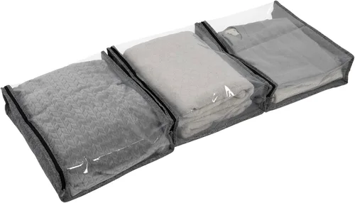 Miniatura 13 de Household Essentials Bolsas de almacenamiento para suéter con cremallera para debajo de la cama con panel de visión transparente, juego de 3