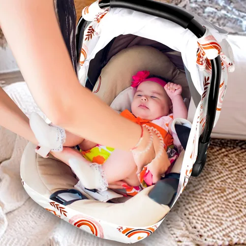 Miniatura 4 de Toldo para asiento de automóvil infantil arcoíris con ventanas abiertas y malla transpirable, a prueba de patadas, suave y elástica, funda