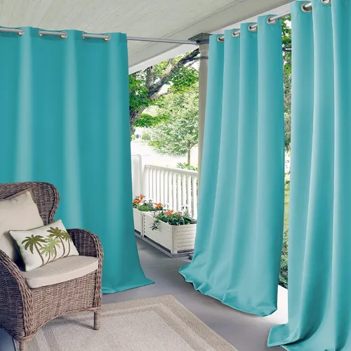 Miniatura 5 de Elrene Home Fashions Panel de cortina de ventana con ojales y protección UV para interiores y exteriores