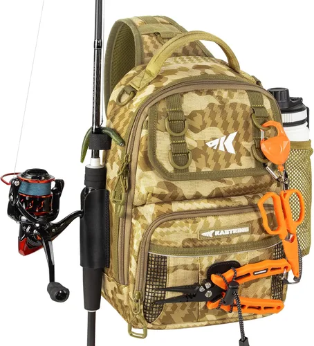 Miniatura 14 de KastKing Bolsa de Pesca con Eslinga BaitSpace, Mochila de Pesca con Soporte para Caña y Bebidas, Bolsa de Aparejos para Equipo de Pesca H: Negro