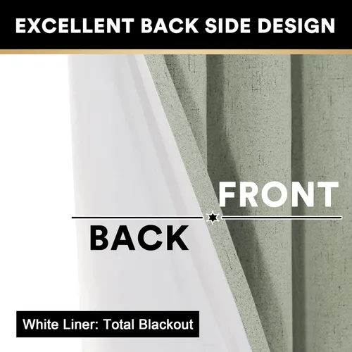 Miniatura 5 de Primitive - Cortinas opacas 100 % de lino texturizado natural para dormitorio, sala de estar, cortinas para ahorra energía, tela de arpillera
