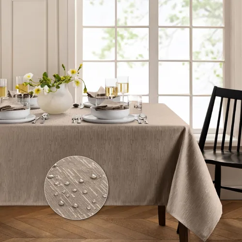Miniatura 32 de Elrene Home Fashions - Mantel Continental de textura sólida resistente al agua, manchas y arrugas, 70 pulgadas, redondo, color gris pardo