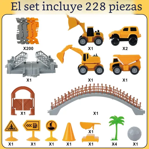 Miniatura 2 de Juego de Pista de Carreras de Construcción para Niños - Juguetes de Ingeniería Flexibles con 2 Autos Eléctricos, Regalo de Cumpleaños para Niños