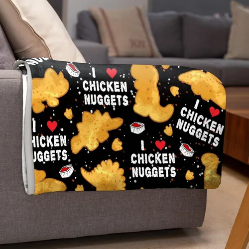 Miniatura 6 de Manta de Nuggets de Pollo - Manta de Franela Ultra Suave de Nuggets de Dinosaurio para Niños - Divertida Manta de Comida Decoración del Hogar