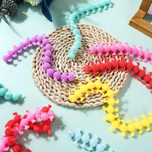 Miniatura 5 de Chivao Paquete de 100 juguetes sensoriales de cuerda elástica a granel, juguetes sensoriales para niños y adultos, gusanos coloridos para aliviar