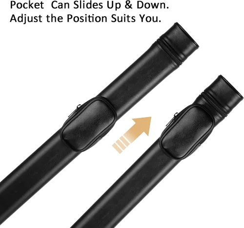 Miniatura 3 de Casos de taco de billar,Estuche duro para taco de piscina,Caja de palo de taco 1 Stick 2 agujeros,Bolso de la caja del palo de la PU Negro