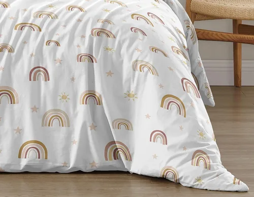Miniatura 6 de Sweet Jojo Designs Juego de edredón individual de 2 piezas (arcoíris bohemio rosa) para niñas, niños, ropa de cama para niños, ropa de cama en una