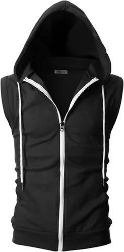 Miniatura 2 de Ohoo Sudadera con capucha para hombre, ajuste delgado, ligera, con cremallera