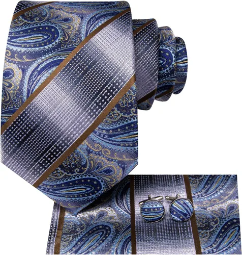 Miniatura 51 de Dubulle Corbata tejida de cachemira para hombre y gemelos de pañuelo para hombre, conjunto de gemelos para boda formal y negocios
