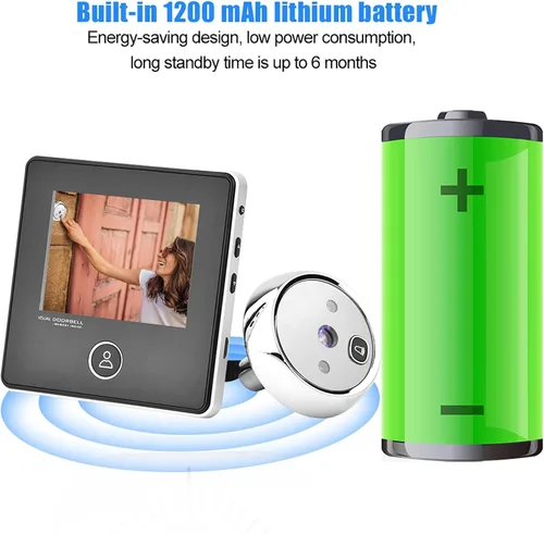 Miniatura 6 de Peephole - Timbre de video de 3 pulgadas, pantalla TFT LCD de 120 grados, timbre visual inteligente con cámara de visión nocturna IR de 1MP
