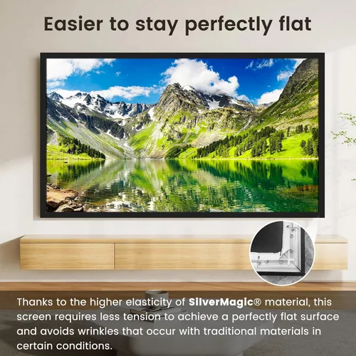 Miniatura 4 de Pantalla de proyector de alta ganancia con marco fijo de SilverMagic - Ganancia de 2.6X y 30% ALR - Pantalla blanca para montaje en pared