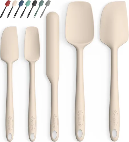 Miniatura 8 de Coukre Juego de 5 espátulas de silicona, resistentes a altas temperaturas, silicona de grado alimenticio, aptas para lavavajillas, para hornear