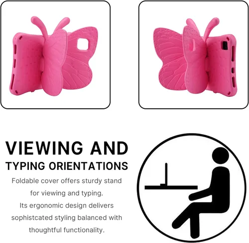 Miniatura 36 de FW Fire 7 - Funda para tablet para niños, Amazon Fire 7 2022, funda de mariposa con luz de atril, EVA, protección contra caídas, resistente, a