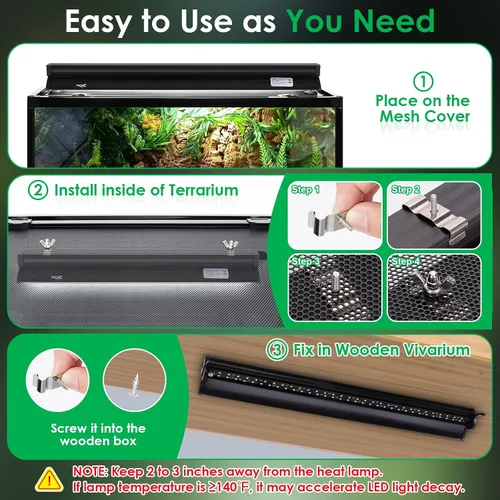 Miniatura 5 de Luz UVB para reptiles, 10W HO LED UVB lámpara de reptil UVA UVB lámpara bombilla terrario luz con temporizador y 5 brillo ajustable para dragón