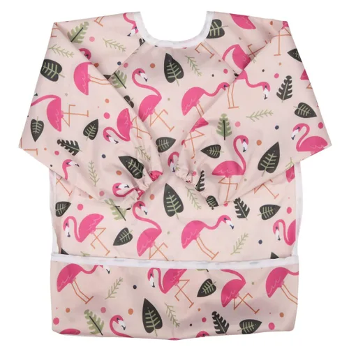 Miniatura 13 de Babero de bebé manga camisa con bolsillo 1-3 años pintura para niñas (Flamingo Cactus)