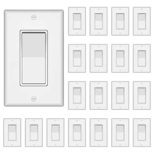 Miniatura 16 de ThunderWay - Interruptor de luz para decoración de 3 vías con placas de pared, 15 A 120/277 V, interruptores basculantes de pared Decora de tres