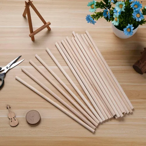 Miniatura 4 de Varillas de madera redondas de madera maciza de 3/8 x 15 pulgadas, 20 piezas de varillas de madera para macramé para manualidades, palos de madera