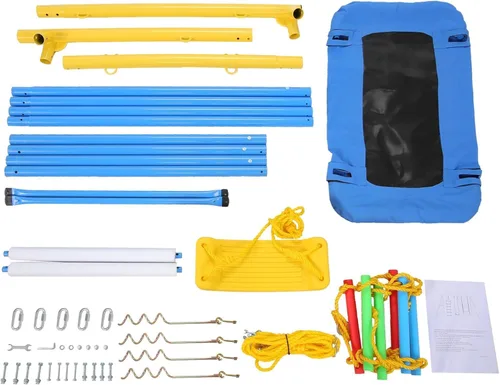 Miniatura 6 de Juegos de columpios para patio trasero de 550 libras – 3 en 1 multifunción para niños, juego de columpios para exteriores de servicio pesado, marco