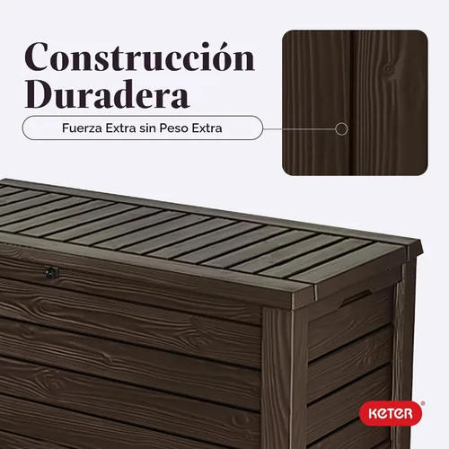 Miniatura 8 de Contenedor de plástico para almacenar Keter Westwood muebles de jardín o patio150 gal, color marrón.
