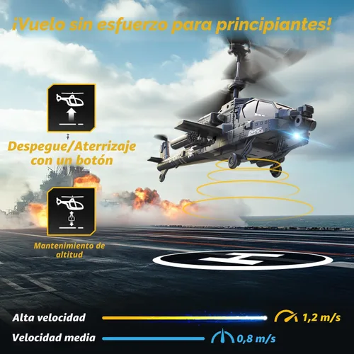 Miniatura 4 de DEERC - Helicóptero RC, avión RC para niños y adultos, helicóptero de control remoto de 2.4GHz, tiempo de vuelo de 26 minutos, luces LED y retención