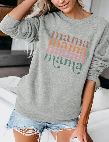 Miniatura 4 de Blooming Jelly Sudadera con cuello redondo y manga larga para mujer, con estampado de letras, estilo casual, con estampado de letras
