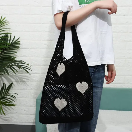 Miniatura 8 de Ovida Bolso de mano de ganchillo de malla, bolsa de playa Fairycore, bolso hobo de hadas, estilo grunge, bolso estético Y2K para mujeres y niñas