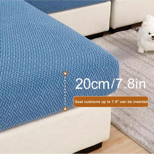 Miniatura 4 de HM&DX Funda elástica universal para sofá con parte inferior elástica, 1/2/3/4 asientos, funda de sofá modular de terciopelo jacquard en forma de L