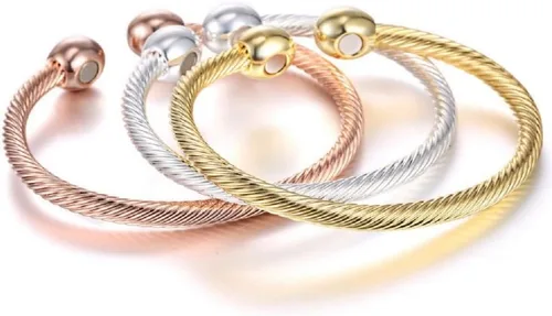 Miniatura 3 de NewZenro Elegante pulsera magnética de cobre con imanes para mujeres y hombres, regalos para el día del padre Tono oro rosa