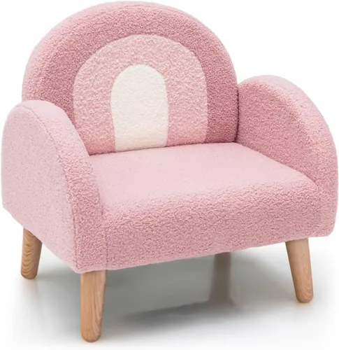 Miniatura 15 de Sofá Infantil INFANS, Silla Balancín para Niños Pequeños con Estructura de Madera Sólida, Diseño Antivuelco, Tela de Felpa, Sillón para Niños