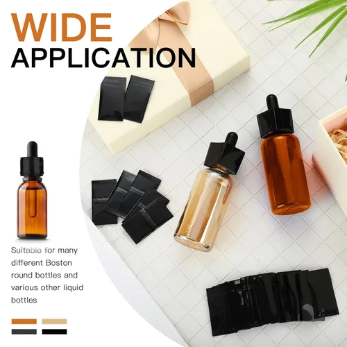 Miniatura 5 de Outus 500 piezas de envoltura retráctil perforada para botellas, sellos termorretráctiles para botellas (negro)