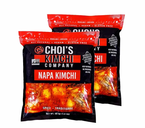 Miniatura 5 de Kimchi de col de napa picante de medio galón (3.5 libras) [vegano, sin gluten, sin OMG, probiótico] por Choi's Kimchi Co. Fabricado en Estados