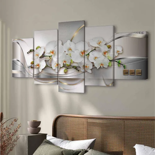 Miniatura 3 de Lienzo decorativo con impresión artística de diseño de orquídea de Artgeist Orquídea #01