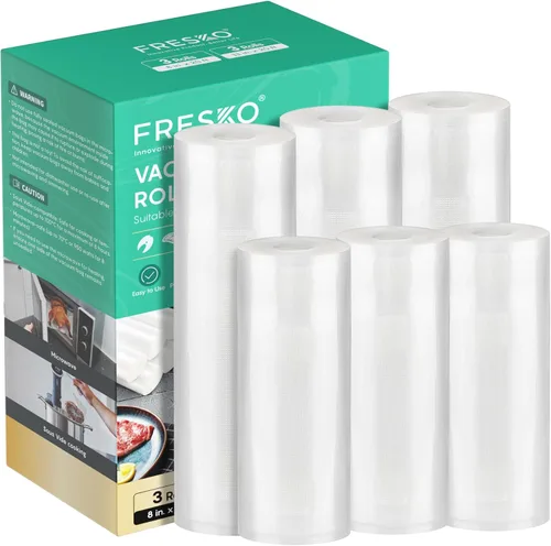 Miniatura 8 de FRESKO Rollos de bolsas de sellado al vacío 2 paquetes de 11" x 20', Bolsas de grado comercial para sellar una comida para almacenamiento
