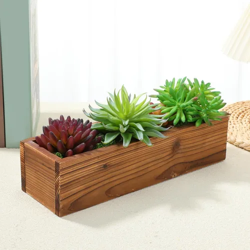 Miniatura 3 de Macetero de madera rústica de madera de cedro de 11.81 pulgadas, caja de ventana de madera de cedro para jardinería, balcón, patio, uso al aire libre