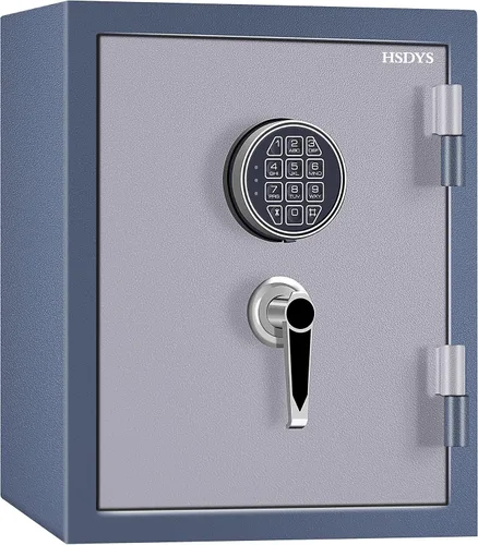 HSDYS Caja de seguridad ignífuga, 1.8 pies cúbicos, teclado digital y cerradura de llave, seguro para el hogar para documentos, joyas,